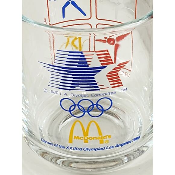 Los Angeles Olympic 1984 Glass Clear Mug Teacup 10oz McDonald's 3 1/2" Vintage - Picture 2 of 15